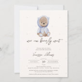 Wir können frühzeitig abwarten, Blue Teddy Bear Ba Einladung (Vorderseite)