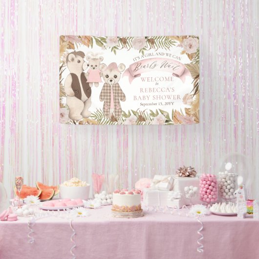 Wir können frühzeitig abwarten Boho Bear Family Ba Banner (Party)