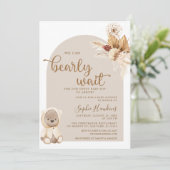 Wir können frühzeitig abwarten Boho Teddy Bear Bab Einladung (Stehend Vorderseite)
