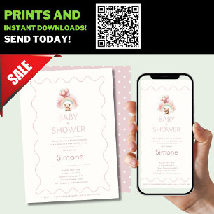 Wir können frühzeitig abwarten Boho Teddy Bear Pin Einladung