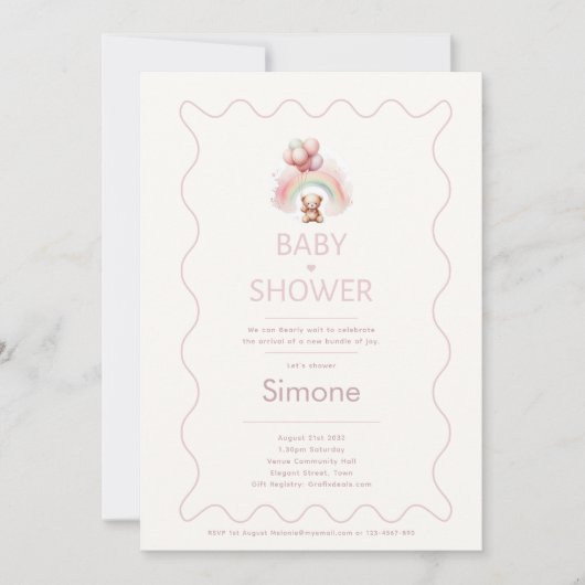 Wir können frühzeitig abwarten Boho Teddy Bear Pin Einladung (Vorderseite)