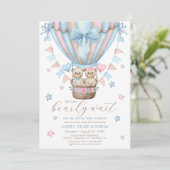 Wir können frühzeitig abwarten Boy Girl Twin Baby Einladung (Stehend Vorderseite)