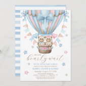 Wir können frühzeitig abwarten Boy Girl Twin Baby Einladung (Vorne/Hinten)