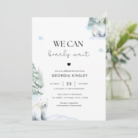 Wir können frühzeitig abwarten Boy Twin Polar Bear Einladung (Stehend Vorderseite)