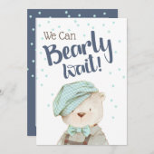 Wir können frühzeitig abwarten Boy Woodland Bear B Einladung (Vorne/Hinten)