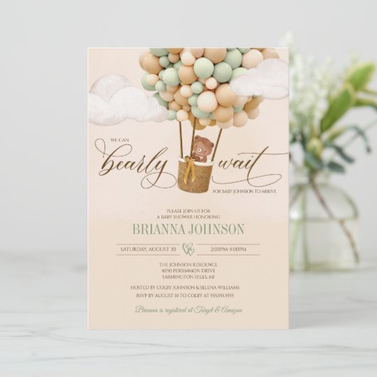 Wir können frühzeitig abwarten, Hot Air Ballon Bab Einladung (Stehend Vorderseite)