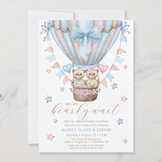 Wir können frühzeitig abwarten Junge Mädchen Twin  Einladung (Vorderseite)