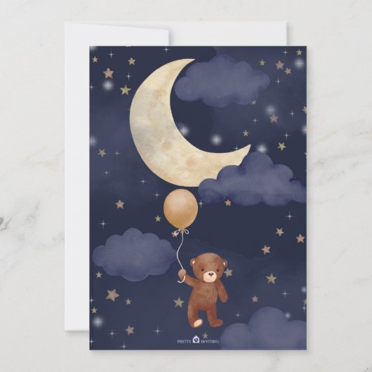 Wir können frühzeitig abwarten Luftballon Teddy Ba Einladung (Rückseite)