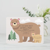 Wir können frühzeitig abwarten Mama Bear Baby Dusc Einladung (Stehend Vorderseite)