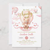Wir können frühzeitig abwarten Pink Air Ballon Bab Einladung (Vorderseite)