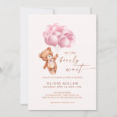 Wir können frühzeitig abwarten Pink Balloon Bear B Einladung (Vorderseite)