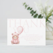 Wir können frühzeitig abwarten Pink Bear Baby Dusc Dankeskarte (Stehend Vorderseite)