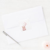 Wir können frühzeitig abwarten Pink Bear Baby Dusc Quadratischer Aufkleber (Umschlag)