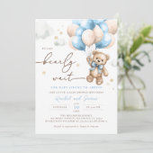 Wir können frühzeitig abwarten Teddy Bear Balloon  Einladung (Stehend Vorderseite)