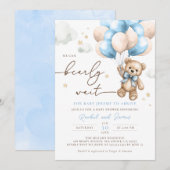 Wir können frühzeitig abwarten Teddy Bear Balloon  Einladung (Vorne/Hinten)