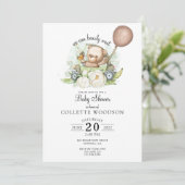 Wir können frühzeitig abwarten Teddy Bear Balloon  Einladung (Stehend Vorderseite)