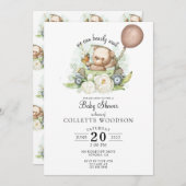 Wir können frühzeitig abwarten Teddy Bear Balloon  Einladung (Vorne/Hinten)