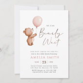 Wir können frühzeitig abwarten Teddy Bear Balloon Einladung (Vorderseite)