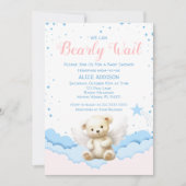 Wir können frühzeitig auf Angel Teddy Bear Pastell Einladung (Vorderseite)