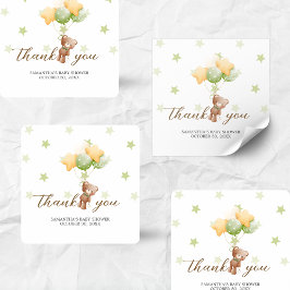 Wir können frühzeitig auf Balloon Babydusche warte Quadratischer Aufkleber