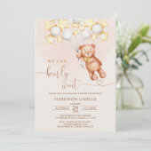 Wir können frühzeitig auf Balloons warten Teddy Be Einladung (Stehend Vorderseite)