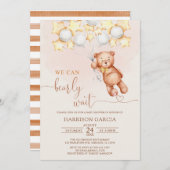 Wir können frühzeitig auf Balloons warten Teddy Be Einladung (Vorne/Hinten)