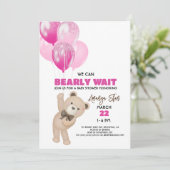 Wir können frühzeitig auf Balloons warten Teddy Be Einladung (Stehend Vorderseite)