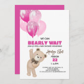 Wir können frühzeitig auf Balloons warten Teddy Be Einladung (Vorne/Hinten)