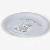 Wir können frühzeitig auf Blue Baby Dusche Papier Pappteller (Schrägansicht)