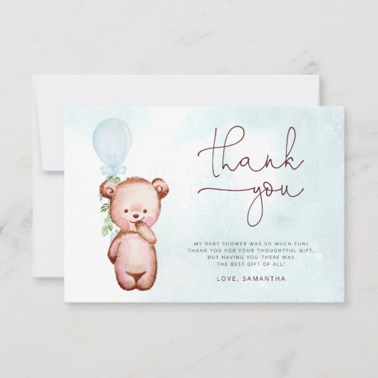 Wir können frühzeitig auf Blue Baby Dusche warten Dankeskarte (Vorderseite)