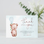 Wir können frühzeitig auf Blue Baby Dusche warten Dankeskarte (Stehend Vorderseite)