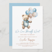 Wir können frühzeitig auf Blue Baby Dusche warten Einladung (Vorne/Hinten)