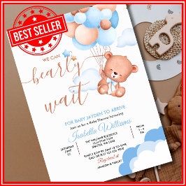 Wir können frühzeitig auf Blue Baby Dusche warten Einladung