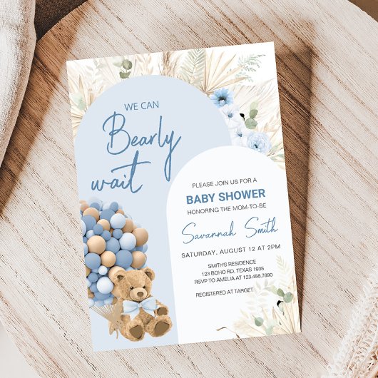 Wir können frühzeitig auf Blue Baby Dusche warten Einladung