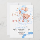 Wir können frühzeitig auf Blue Baby Dusche warten Einladung (Vorderseite)