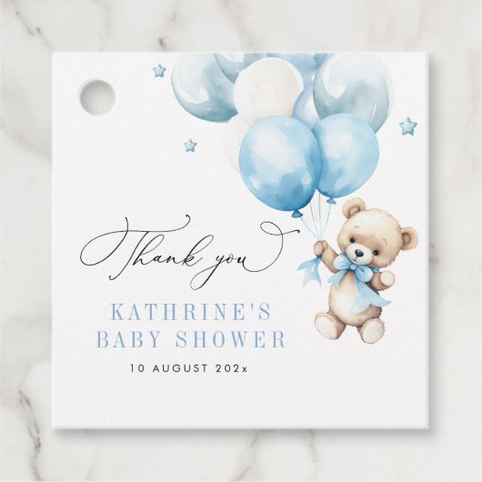 Wir können frühzeitig auf Blue Baby Dusche warten Geschenkanhänger (Vorderseite)