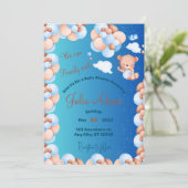 Wir können frühzeitig auf Blue Balloon Boy Baby Du Einladung (Stehend Vorderseite)