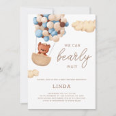 Wir können frühzeitig auf Blue Balloons Babydusche Einladung (Vorderseite)