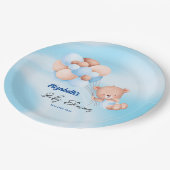 Wir können frühzeitig auf Blue Beige Baby Dusche w Pappteller (Schrägansicht)