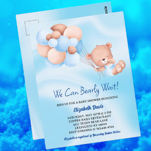 Wir können frühzeitig auf Blue Beige Baby Dusche w Postkarte