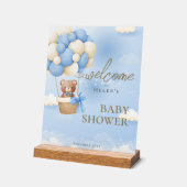 Wir können frühzeitig auf Blue Teddy Bear Baby Dus Acrylschild (Winkel)