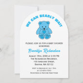 Wir können frühzeitig auf Blue Teddy Bear Baby Dus Einladung (Vorderseite)