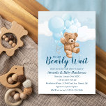 Wir können frühzeitig auf Blue Teddy Bear Baby Dus Einladung<br><div class="desc">Diese Blauer Teddy Bear Baby Shower Einladung ist perfekt für Ihr flauschiges und kuscheliges Teddy Bären Event!</div>