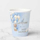 Wir können frühzeitig auf Blue Teddy Bear Baby Dus Pappbecher (Rückseite)