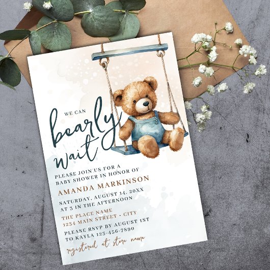 Wir können frühzeitig auf Denim Teddy Bear Baby Du Einladung