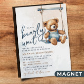 Wir können frühzeitig auf Denim Teddy Bear Baby Du Magneteinladung