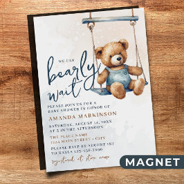 Wir können frühzeitig auf Denim Teddy Bear Baby Du Magneteinladung