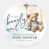 Wir können frühzeitig auf Denim Teddy Bear Baby Du Runder Aufkleber (Vorderseite)