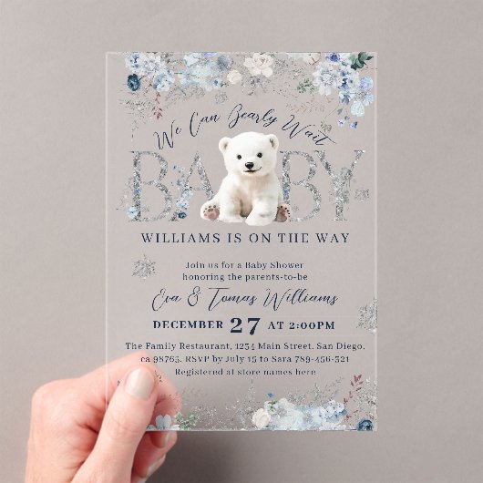 Wir können frühzeitig auf die Baby-Babydusche wart Acryleinladungen (Insitu (Handheld))