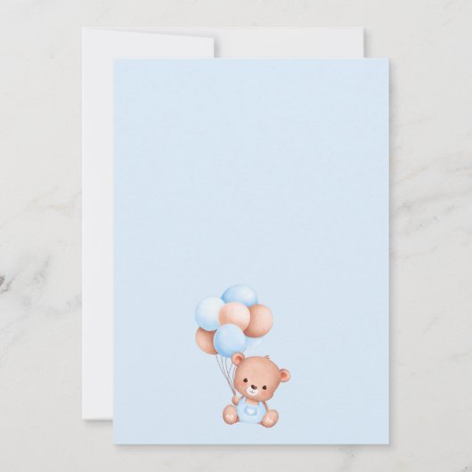 Wir können frühzeitig auf die Baby Blue Babydusche Einladung (Rückseite)